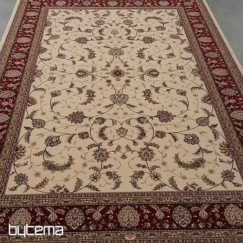 Vlněný klasický koberec ORIENT krémový, bordo lem