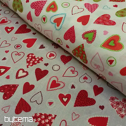 Dekorační látka SRDCE BAROQUE barevné