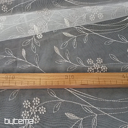 Vyšívaná luxusní záclona GERSTER 11443 bílá - béž