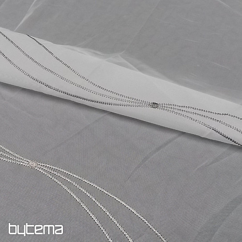 Vyšívaná luxusní záclona bílá - šedá/béž GERSTER 556/0810