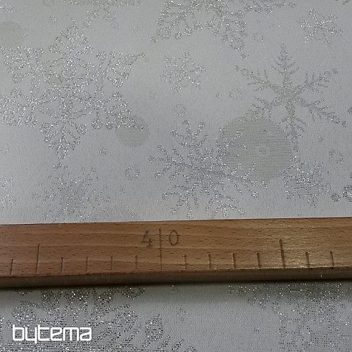 Dekorační žakárová látka VLOČKY II. natur silver