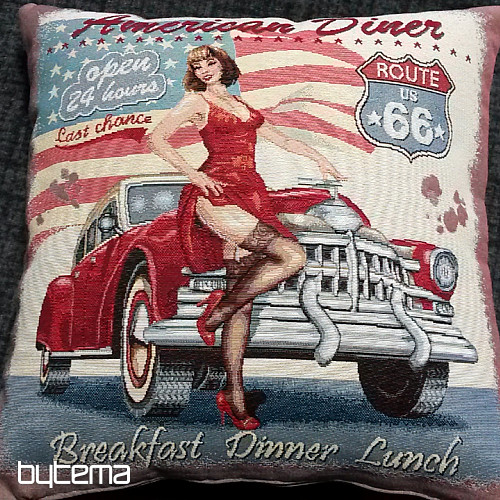 Gobelínový povlak na polštář AMERICAN DINER ROUTE 66
