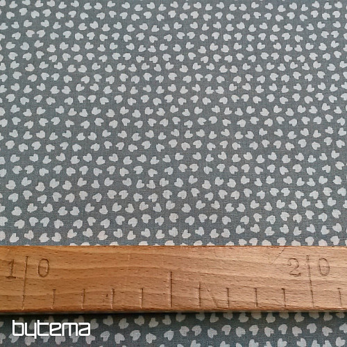 Bavlněná látka SRDÍČKA šedomodrá