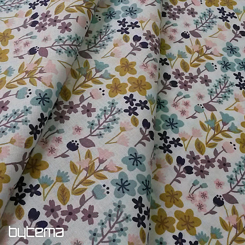 Bavlněná látka KVĚTY MILA