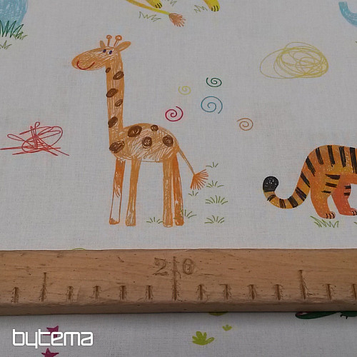 Bavlněná látka JUNGLE DOODLE