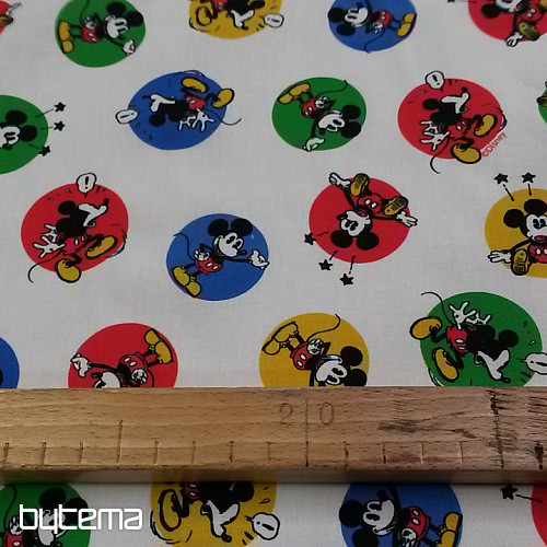 Bavlněná látka MICKEY MOUSE kolečka