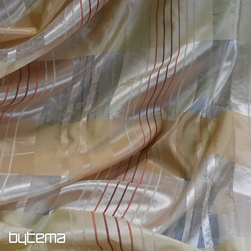 Záclona - kombinace voál a organza s žinylkovými proužky