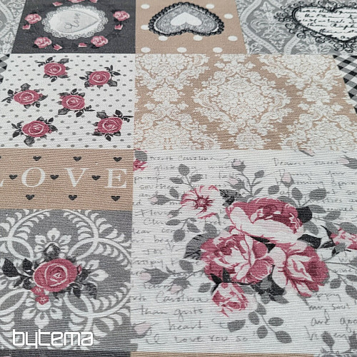 Dekorační látka LIA šedá patchwork