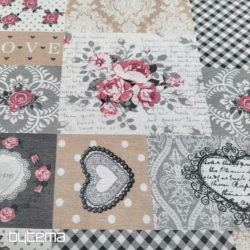 Dekorační látka LIA šedá patchwork