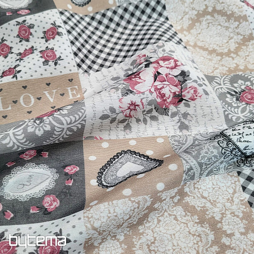 Dekorační látka LIA šedá patchwork