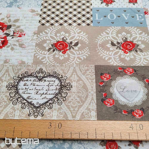 Dekorační látka LIA béžová patchwork