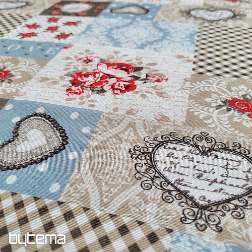 Dekorační látka LIA béžová patchwork