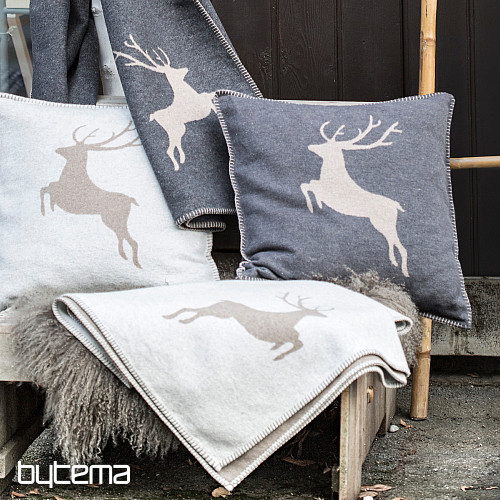 SYLT JELEN - tmavě šedý povlak na polštář tm. šedý