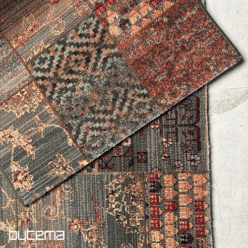 Luxusní vlněný běhoun ROYAL PATCHWORK green