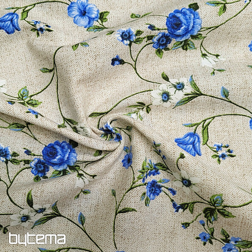 Dekorační látka Květy RAME modrá