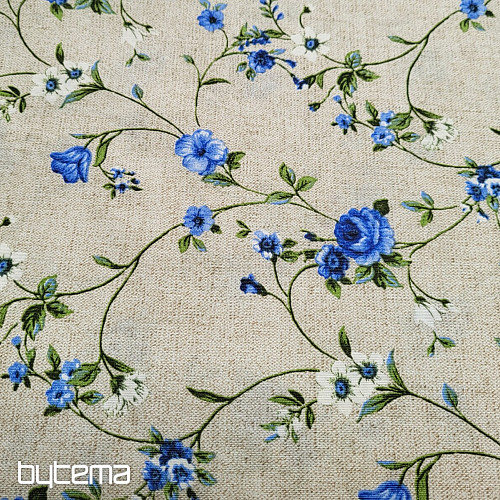 Dekorační látka Květy RAME modrá