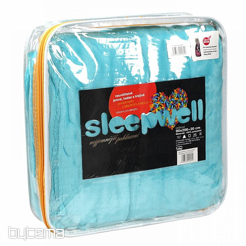 Prostěradlo mikroflanel SLEEP WELL tyrkys