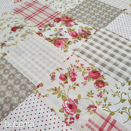 Dekorační látka RŮŽE MARTA patchwork