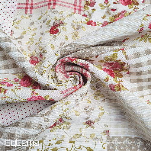Dekorační látka RŮŽE MARTA patchwork