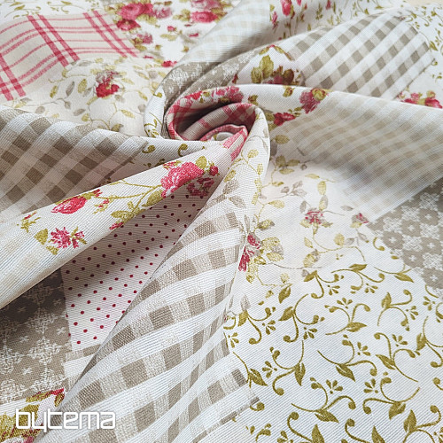 Dekorační látka RŮŽE MARTA patchwork