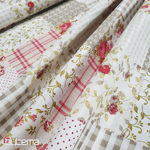 Dekorační látka RŮŽE MARTA patchwork