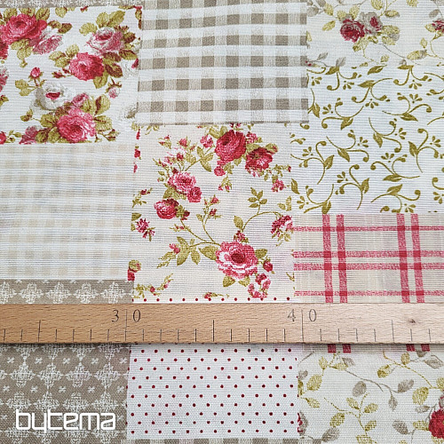 Dekorační látka RŮŽE MARTA patchwork