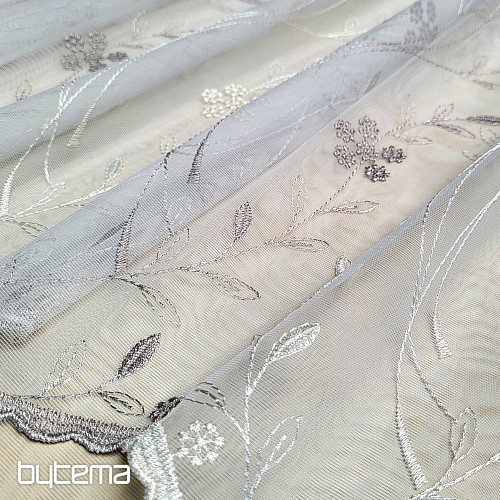 Vyšívaná luxusní záclona GERSTER 11443 bílá - béž