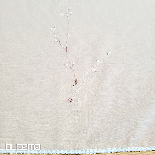 Vyšívaná luxusní záclona GERSTER 11545 bílá - lososová