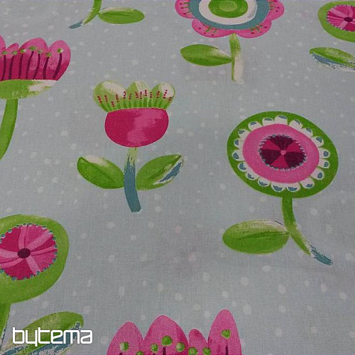 Dětská bavlněná látka Tulipány