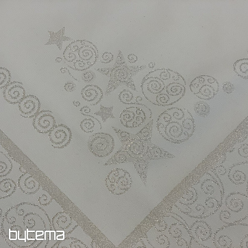 vánoční ubrus ORNAMENT stříbrná natur