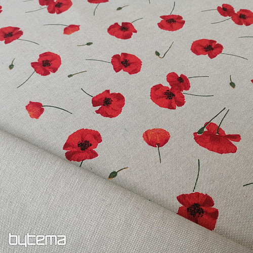 Dekorační látka Vlčí mák POPPY