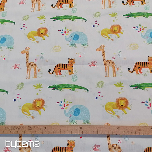 Bavlněná látka JUNGLE DOODLE