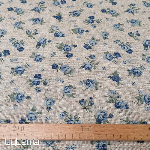 Dekorační látka RŮŽE modrá