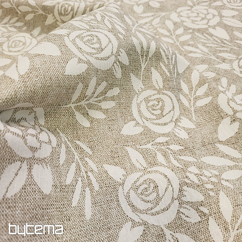 Dekorační látka RŮŽE smetanová
