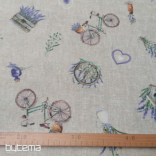 Dekorační látka LEVANDULE BICYKL 2