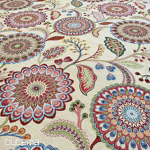 Gobelínová látka KVĚTY MANDALA ARCADIA