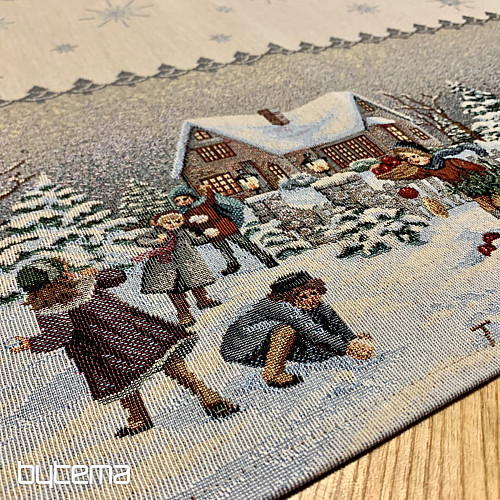 Gobelínový ubrus a šál ZIMNÍ RADOVÁNKY