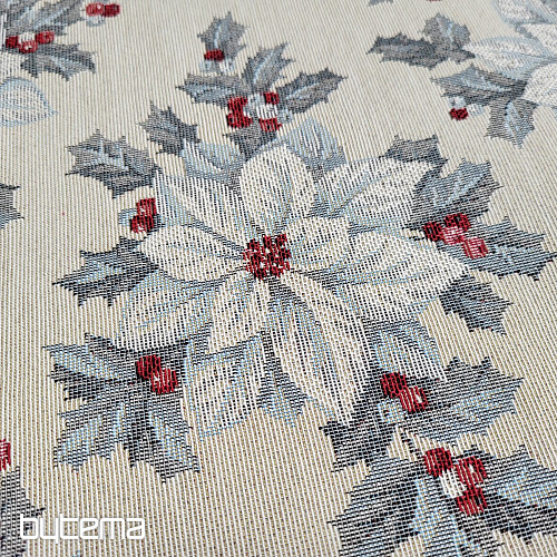 Gobelínová látka VÁNOČNÍ HVĚZDA stříbrná