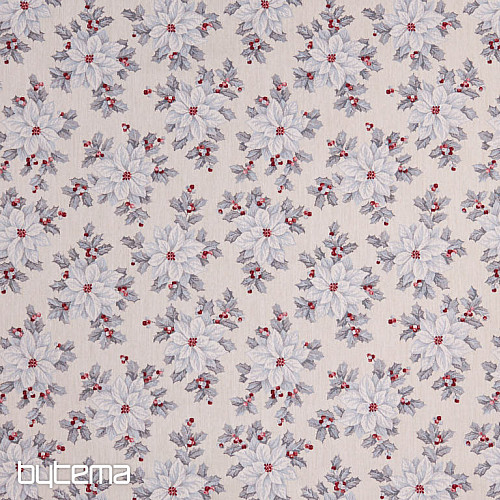 Gobelínová látka VÁNOČNÍ HVĚZDA stříbrná