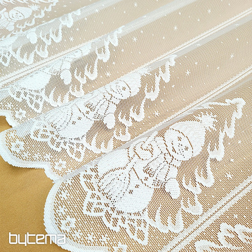 VÁNOČNÍ žakárová záclona na vitrážku SNĚHULÁK