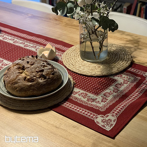 Gobelínový ubrus a šál SELSKÁ JIZBA červená