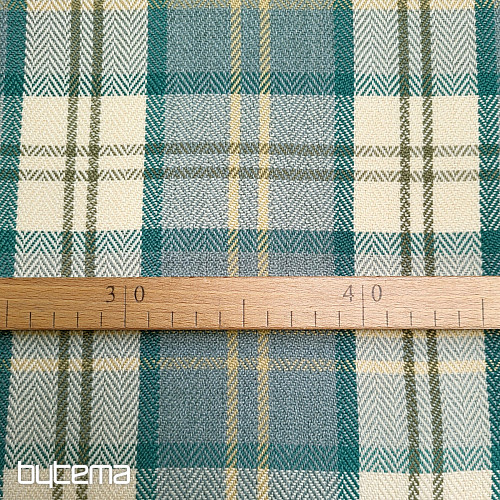 potahová látka LEWIS ARCHEL 142 cm - KÁRO PETROLEJ