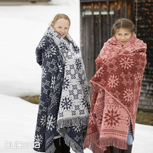 Bavlněná deka Winter snowflakes Vločky červená