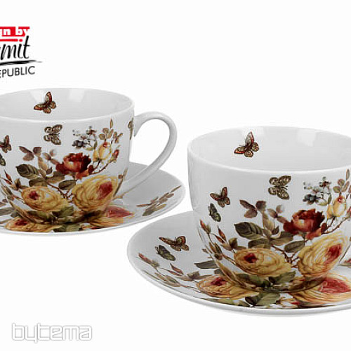 Porcelánové hrnky na espresso set RŮŽE