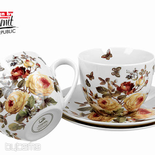 Porcelánové hrnky na espresso set RŮŽE