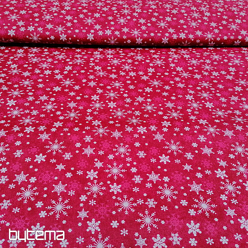 Bavlněná látka ČERVENÉ VLOČKY