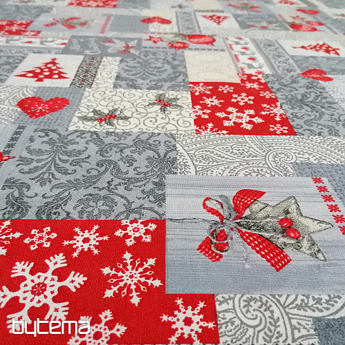 Dekorační látka PATCHWORK vánoční šedý
