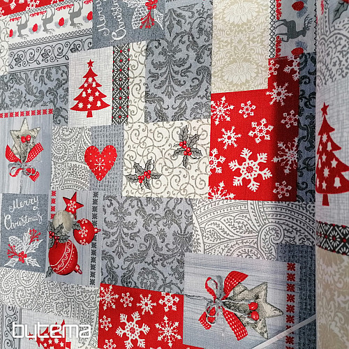 Dekorační látka PATCHWORK vánoční šedý