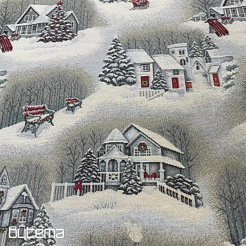Gobelínová látka VÁNOČNÍ KRAJINA