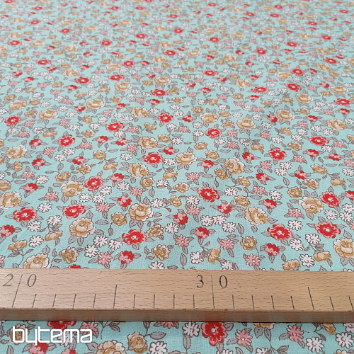 Bavlněná látka SARINA kytičky modrá